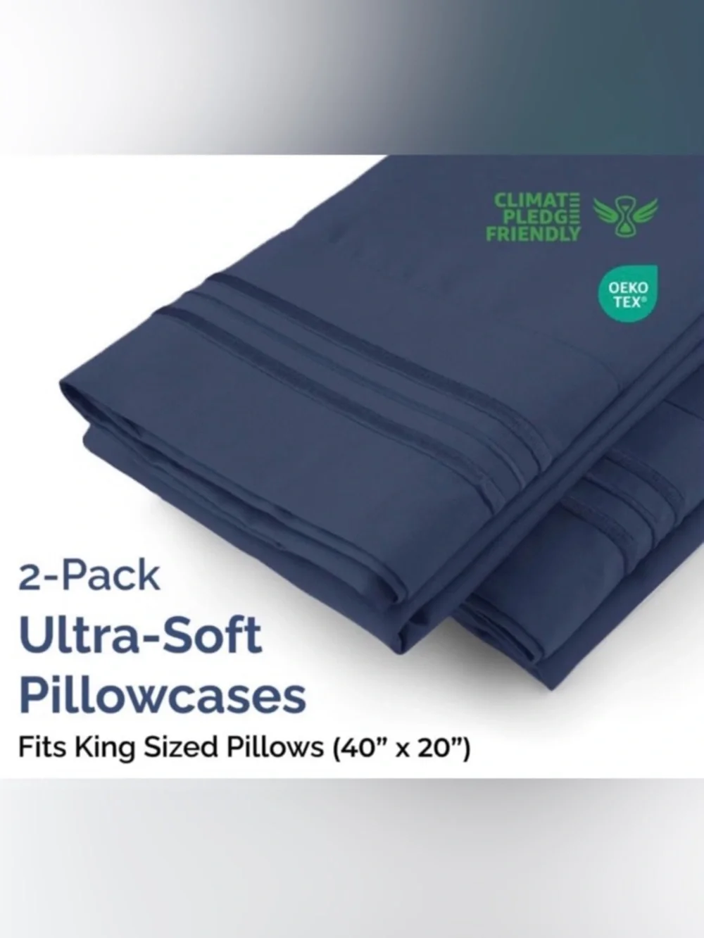 NWT- CGK Linens Navy Pillowcase Set - Luxury Soft Bedding